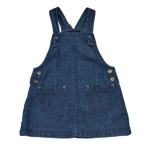 Cynthia Rowley Denim Overall Skirt Jumpsuit Girls 2T Blue Pockets Tie Strap